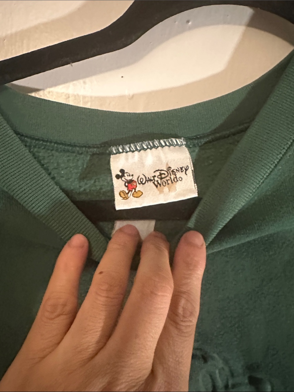 Disney Forest Green Crewneck Sweatshirt with Embossed Mickey - Picture 2 of 6